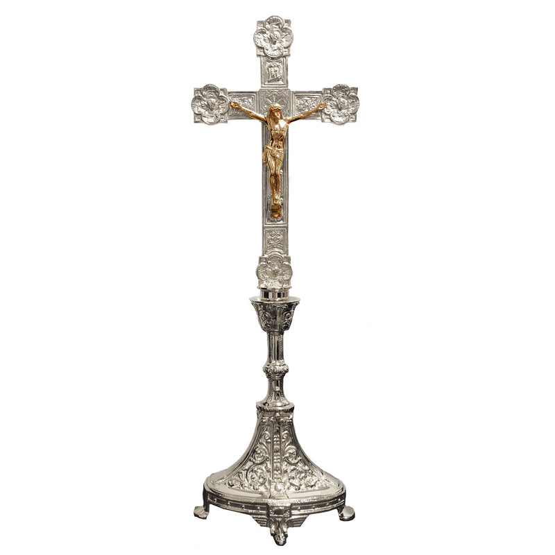 Cruz de Altar Oval banhada a níquel