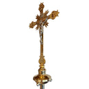 Cruz Processional Catedral banhada a ouro - haste lisa