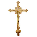 Cruz Processional Veneziana banhada a ouro - haste lisa