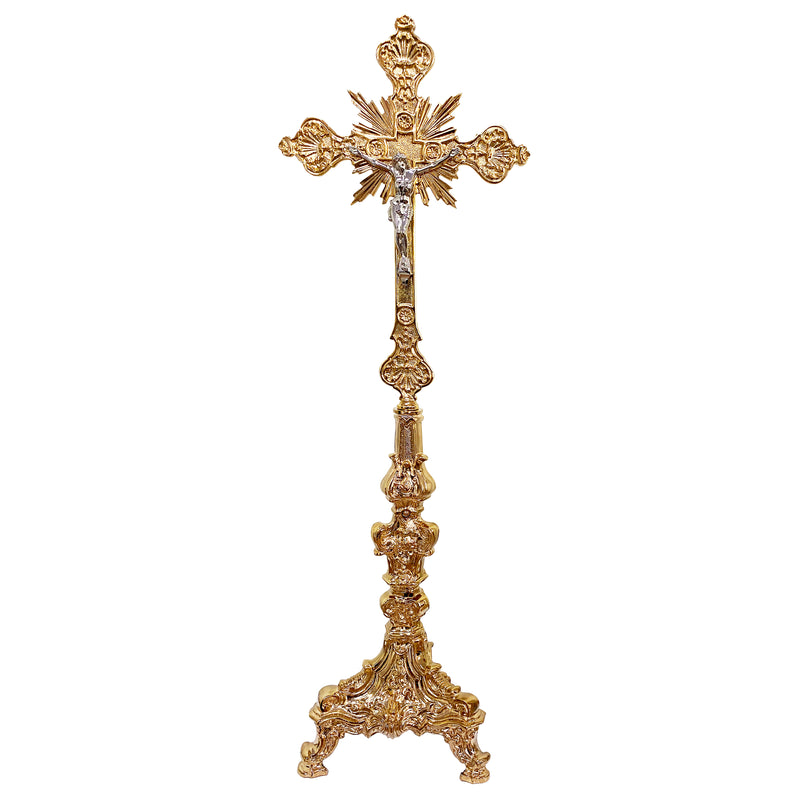Cruz de Altar Barroca Peq. banhada a ouro