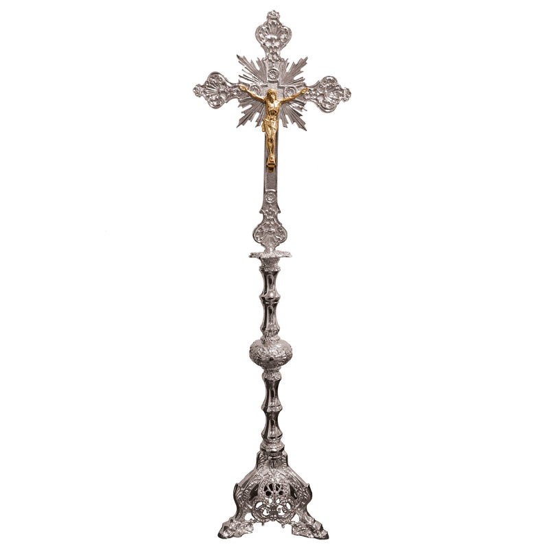 Cruz de Altar Trabalhada banhada a níquel