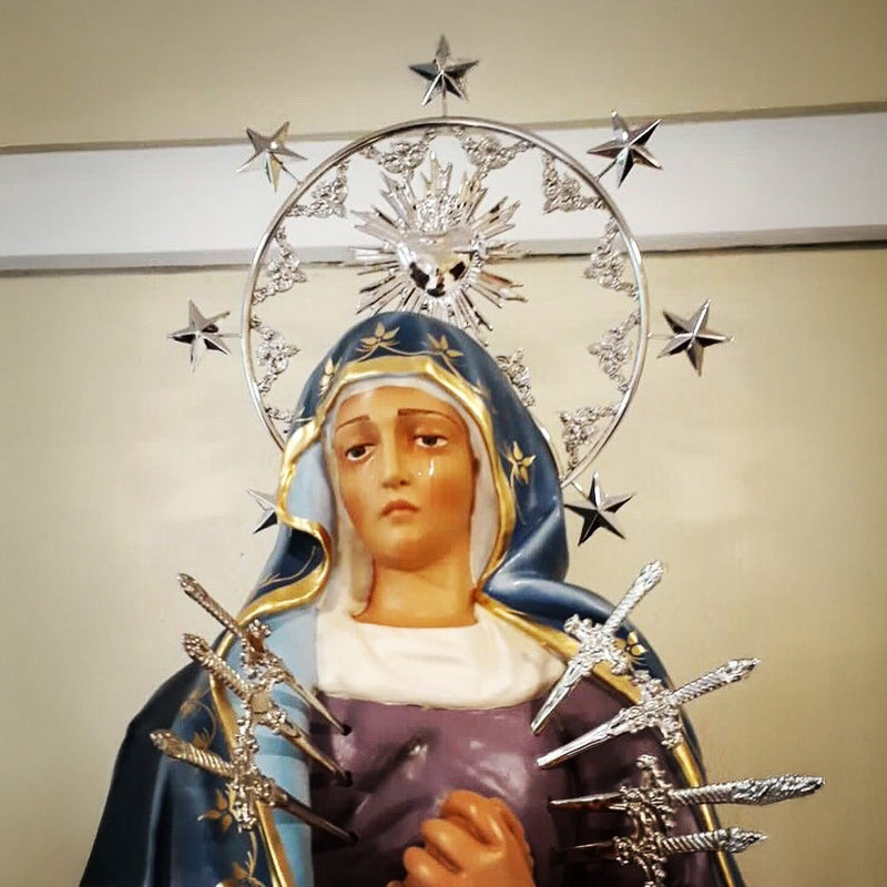 Diadema de Nossa Senhora das Dores com Coração banhado a níquel