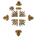 Kit Ornamentos para Crucifixo de 100cm-120cm (10 peças) | Ponteira e Esplendor banhados a ouro