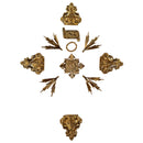 Kit Ornamentos para Crucifixo de 60cm-70cm (11 peças) | Ponteira e Esplendor banhados a ouro