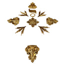 Kit Ornamentos para Crucifixo de 60cm-70cm (11 peças) | Ponteira e Esplendor banhados a ouro
