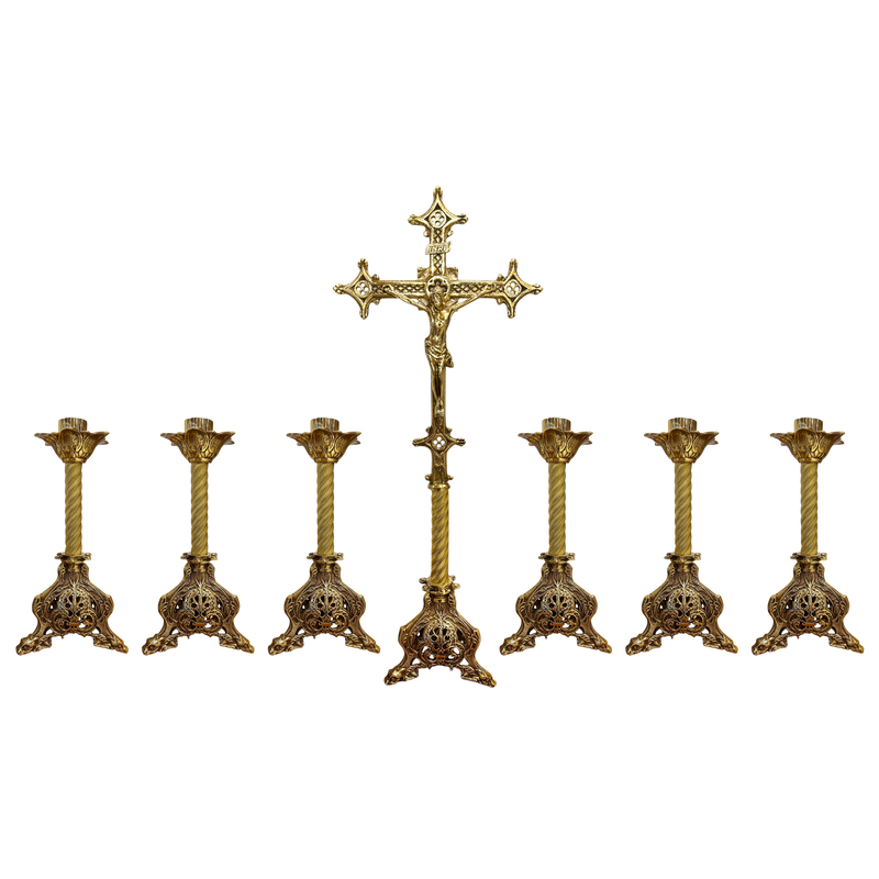 Conjunto de Castiçais 32cm em Bronze (7 Peças)