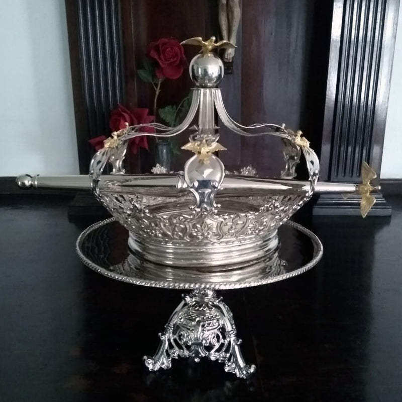 Conjunto do Divino (Coroa, Salva e Cetro) banhado a níquel