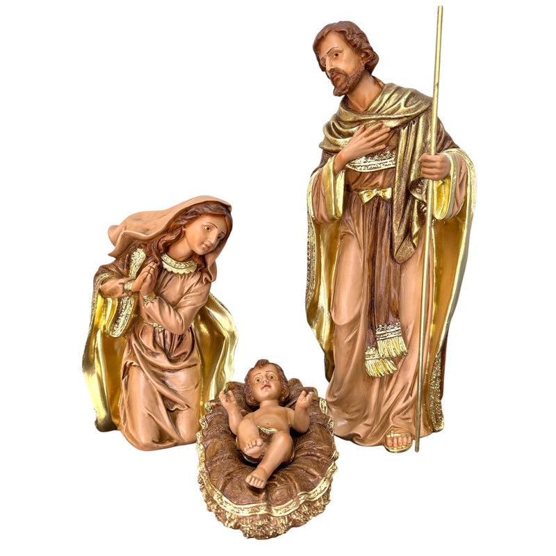 Sagrada Família do Presépio de 45cm (4 peças) - com Pintura Dourada