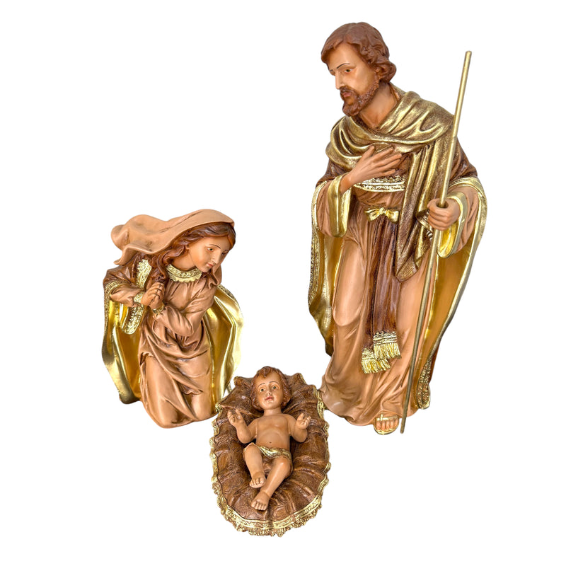 Sagrada Família do Presépio de 45cm (4 peças) - com Pintura Dourada