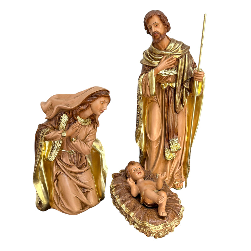 Sagrada Família do Presépio de 45cm (4 peças) - com Pintura Dourada