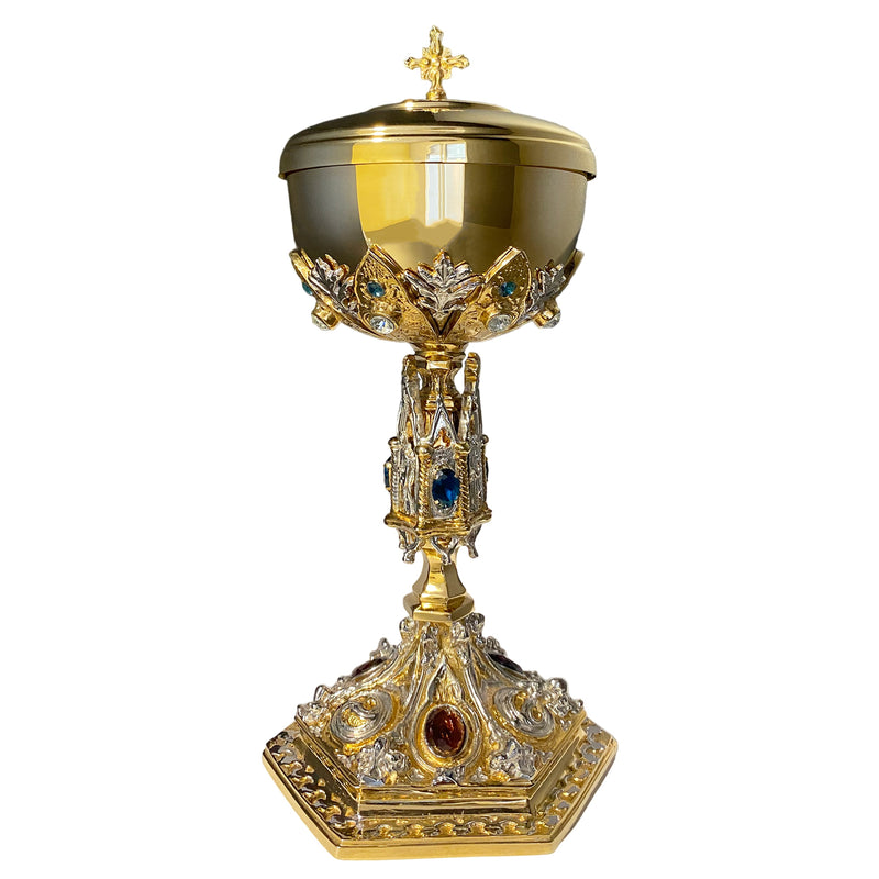 Conjunto de Cálice e Âmbula Virtudes em banho misto de ouro e níquel
