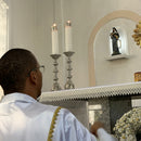 Castiçal Boleado banhado a níquel