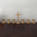 Conjunto de Castiçais Ovais para Donzela com Cruz banhado a ouro (7 Peças)