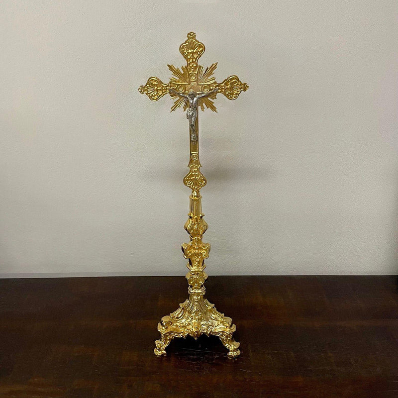 Cruz de Altar Barroca Peq. banhada a ouro