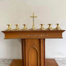 Conjunto de Castiçais Ovais para Donzela com Cruz banhado a ouro (7 Peças)