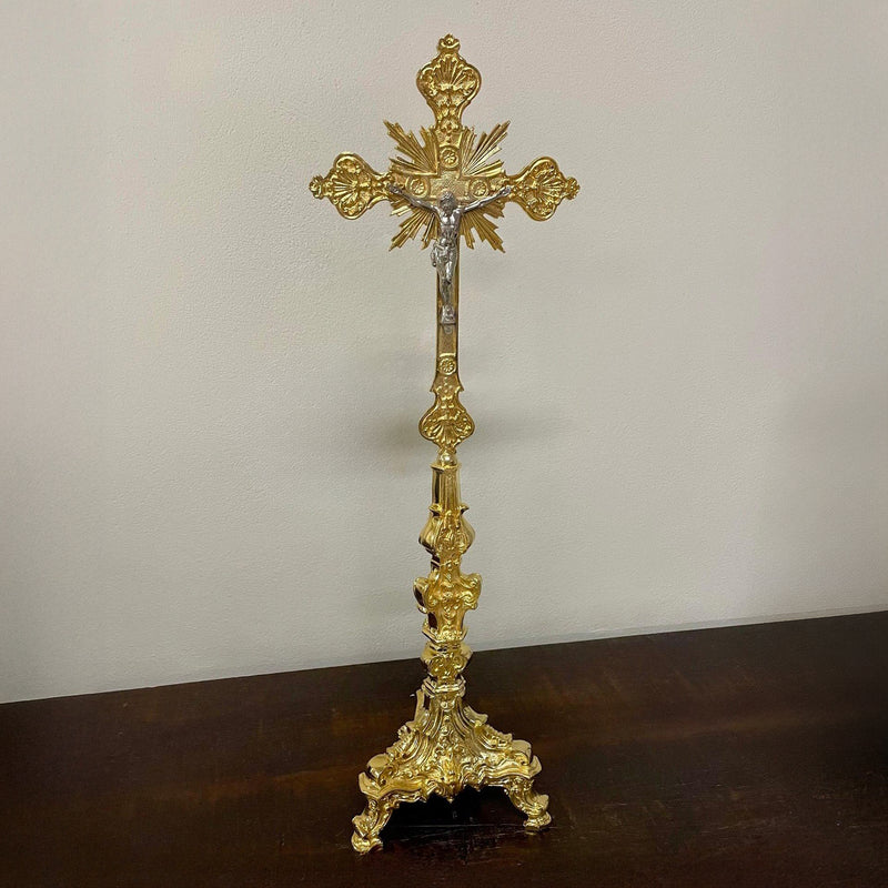 Cruz de Altar Barroca Peq. banhada a ouro