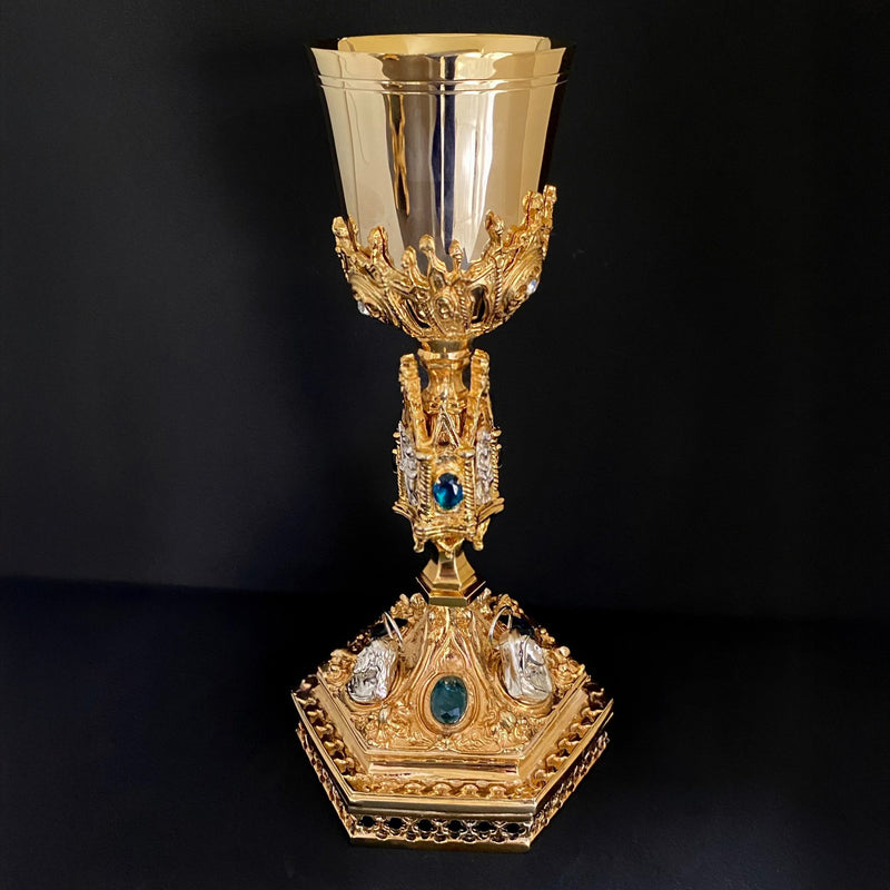 Cálice Virtudes com Grade banhado a ouro