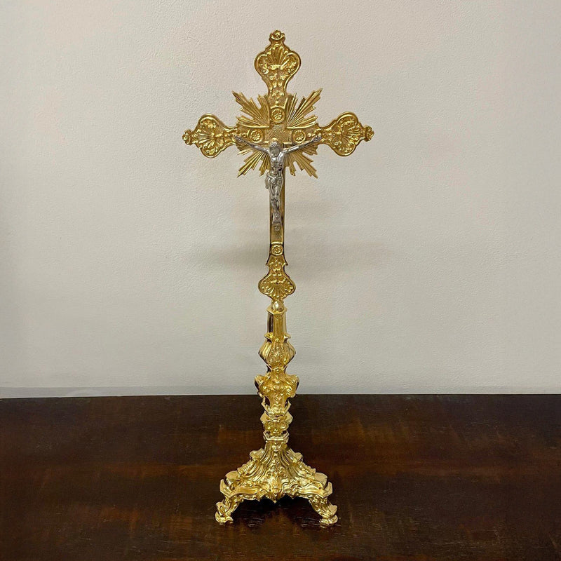 Cruz de Altar Barroca Peq. banhada a ouro