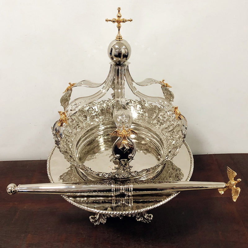 Conjunto do Divino (Coroa, Salva e Cetro) banhado a níquel